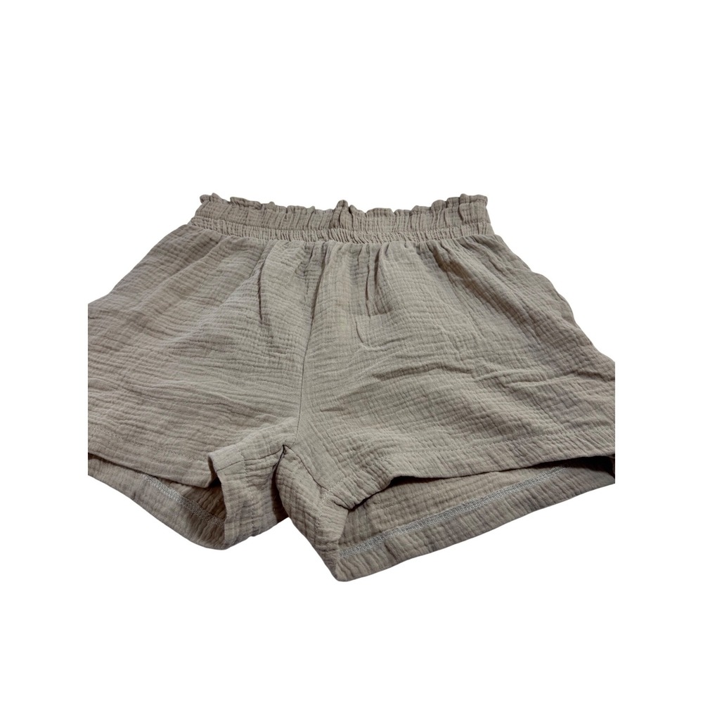 GeeGee Going For Comfort Shorts Taupe Gauze Smocked Waist Womens Medium NEW